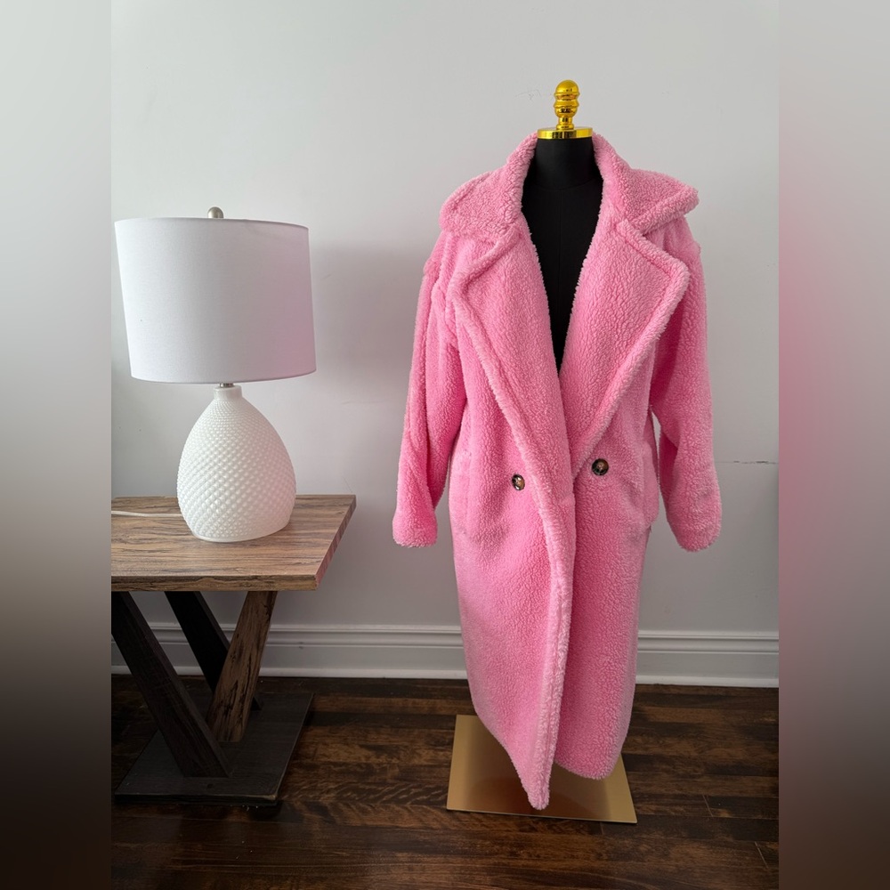Fashion Nova | Oversized Pink Teddy Jacket | Size M/L